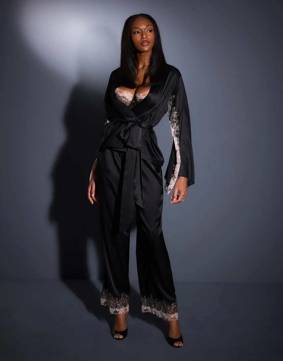 Vitoria Pyjama Top in Black/Blush | By Agent Provocateur | Agent Provocateur (US)