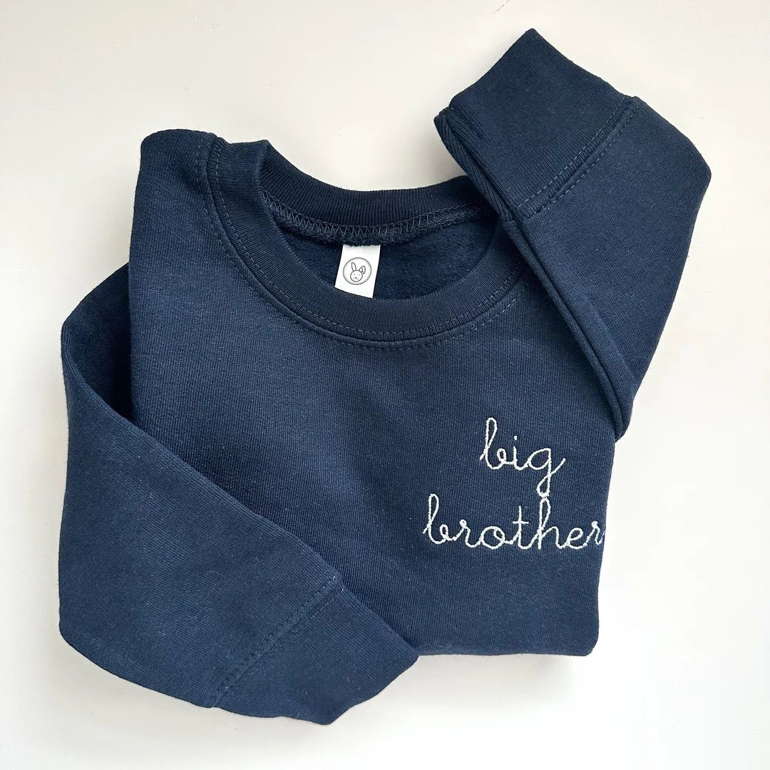 Big Sister Big Brother Crewneck Sweatshirt Embroidery Big Bro Sweater New Baby Gift Announcement ... | Etsy (US)