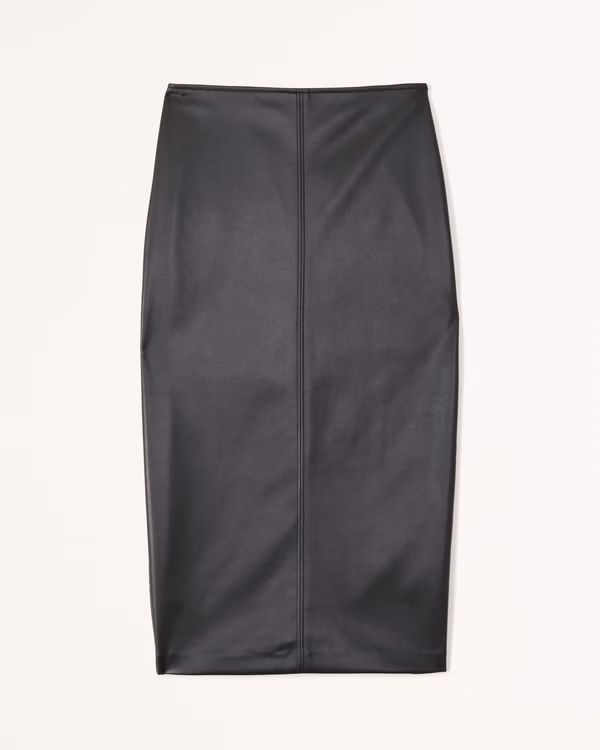 Women's Vegan Leather Midi Skirt | Women's Bottoms | Abercrombie.com | Abercrombie & Fitch (US)