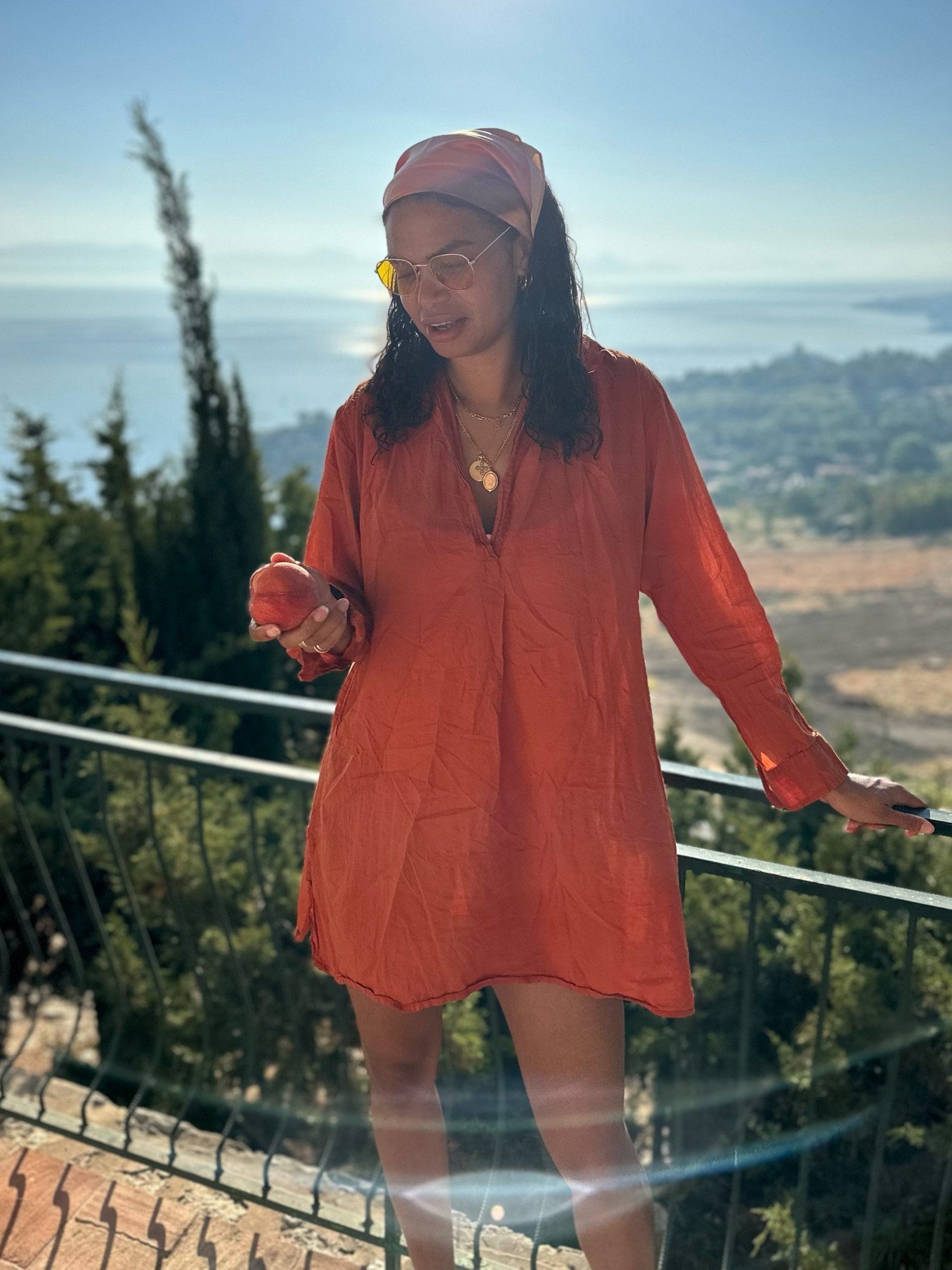 Orange outfit, holiday outfits, headscarf, orange sunglasses, shirt dress, all orange outfit, tinted lenses 

#LTKstyletip #LTKSale #LTKfindsunder50