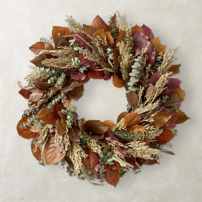 Leaves and Eucalyptus Live Wreath | Williams-Sonoma