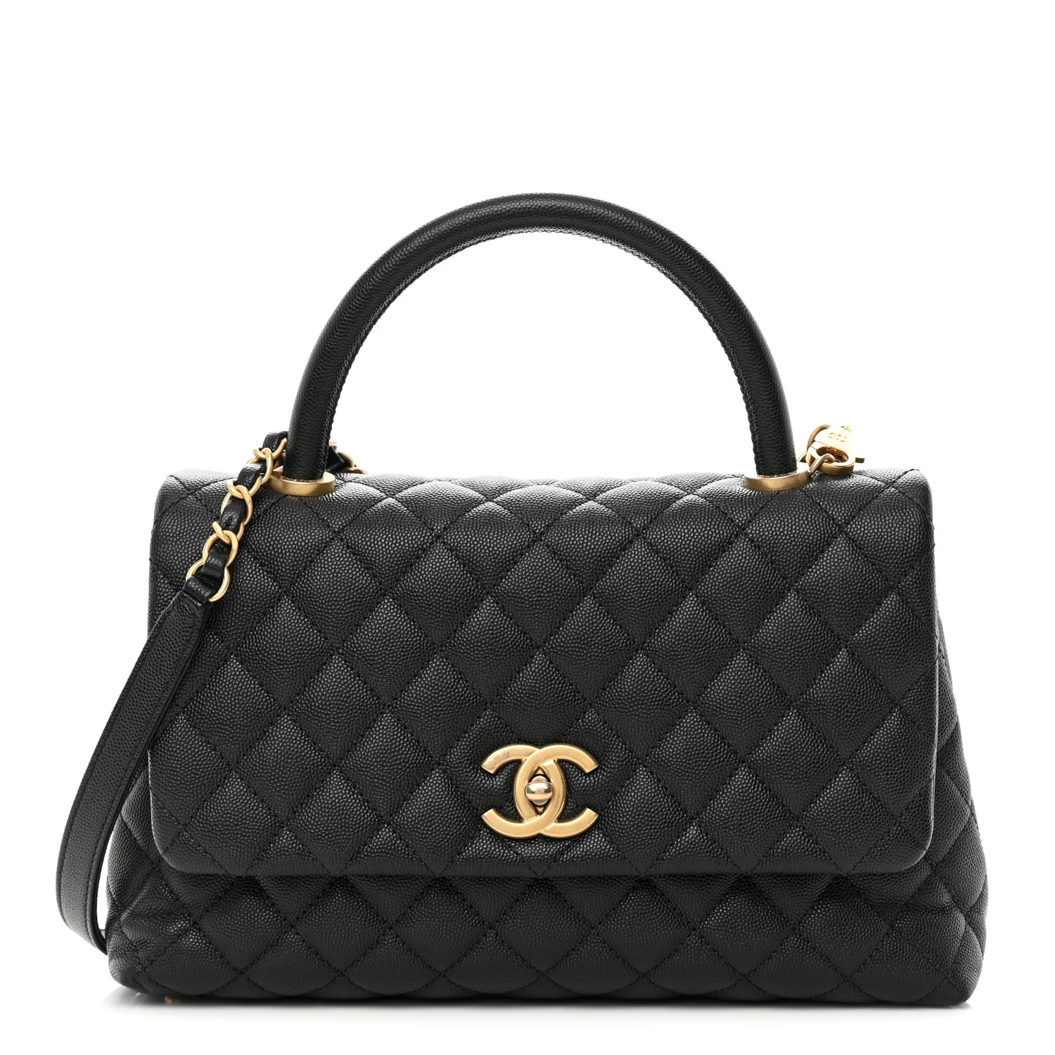 Caviar Quilted Small Coco Handle Flap Black | FASHIONPHILE (US)