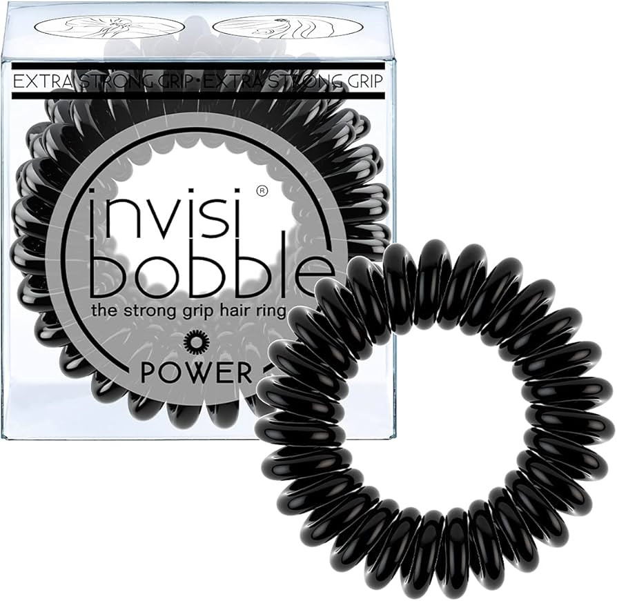 invisibobble Power Traceless Spiral Hair Ties - Pack of 3 True Black - Strong Elastic Grip Coil H... | Amazon (US)