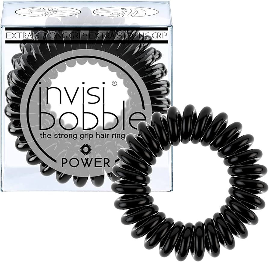 invisibobble Power Traceless Spiral Hair Ties - Pack of 3 True Black - Strong Elastic Grip Coil H... | Amazon (US)
