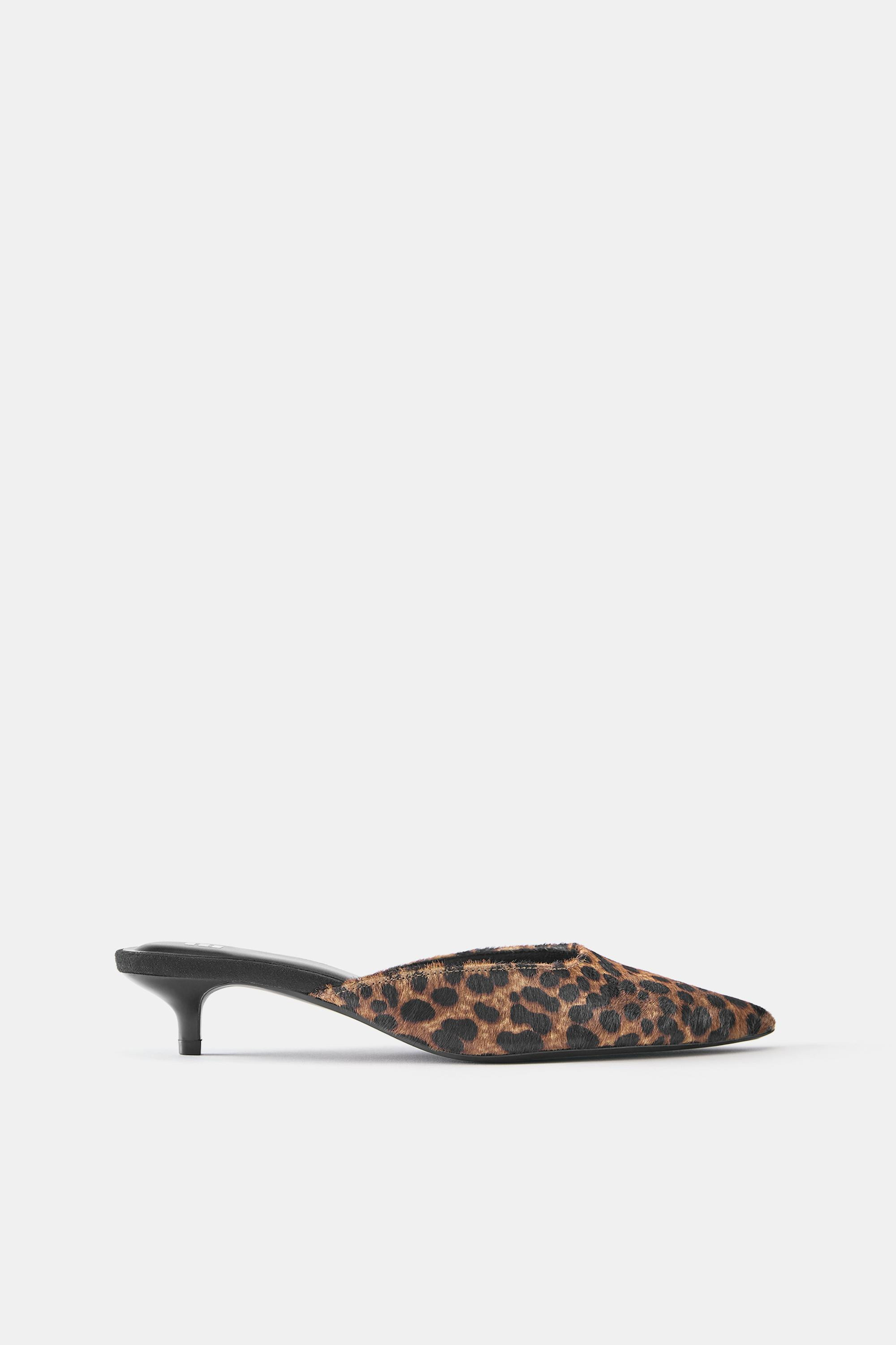 Leopard print leather mules | PULL and BEAR UK