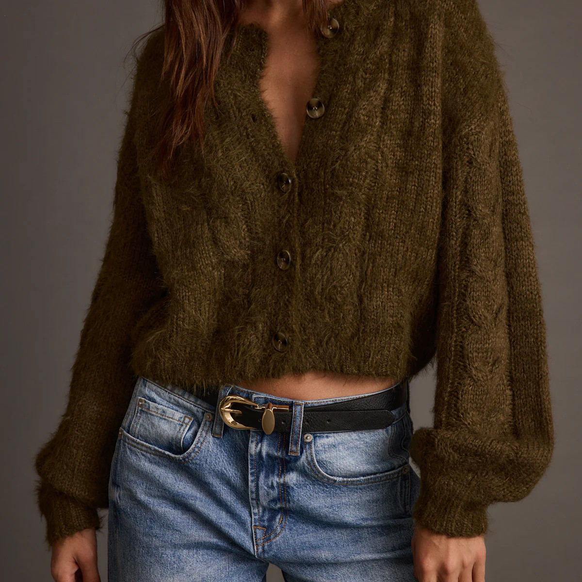 Archie Olive Cropped Cardigan | 12th Tribe