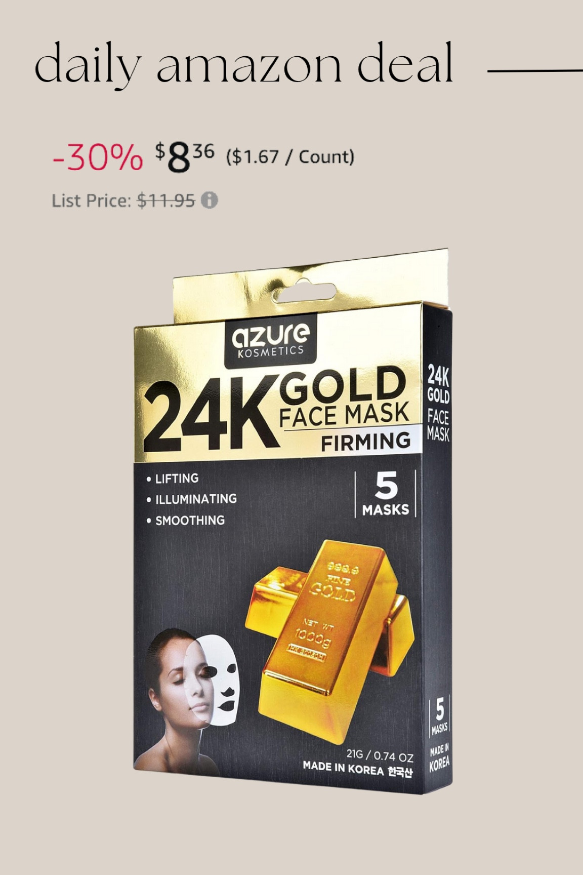 Daily Amazon deal: 24k gold face masks 

#LTKSaleAlert #LTKFindsUnder50 #LTKBeauty