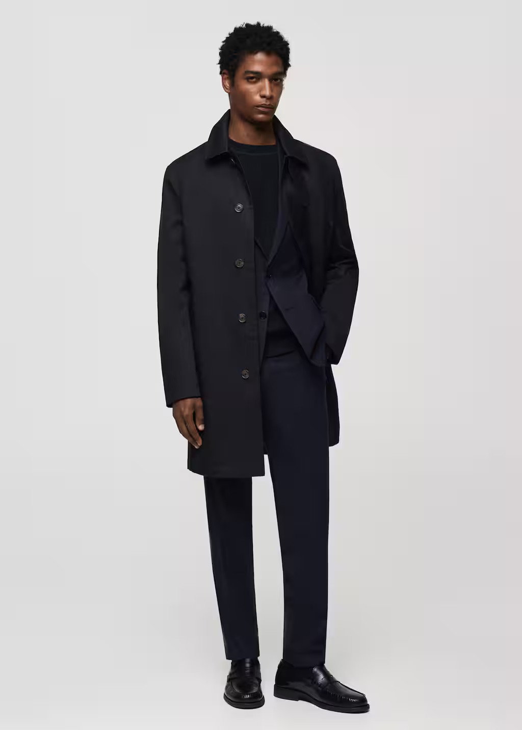 Cotton trench coat with collar detail dark navy - Man - M - MANGO MAN | Mango (US/MX/AU)