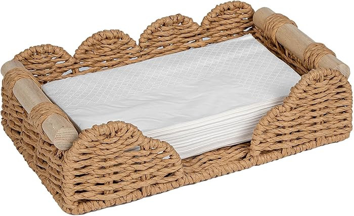 CubesLand Scalloped Napkin Holder for Bathroom Decor, Paper Rope Flat Napkin Dispenser Guest Towe... | Amazon (US)