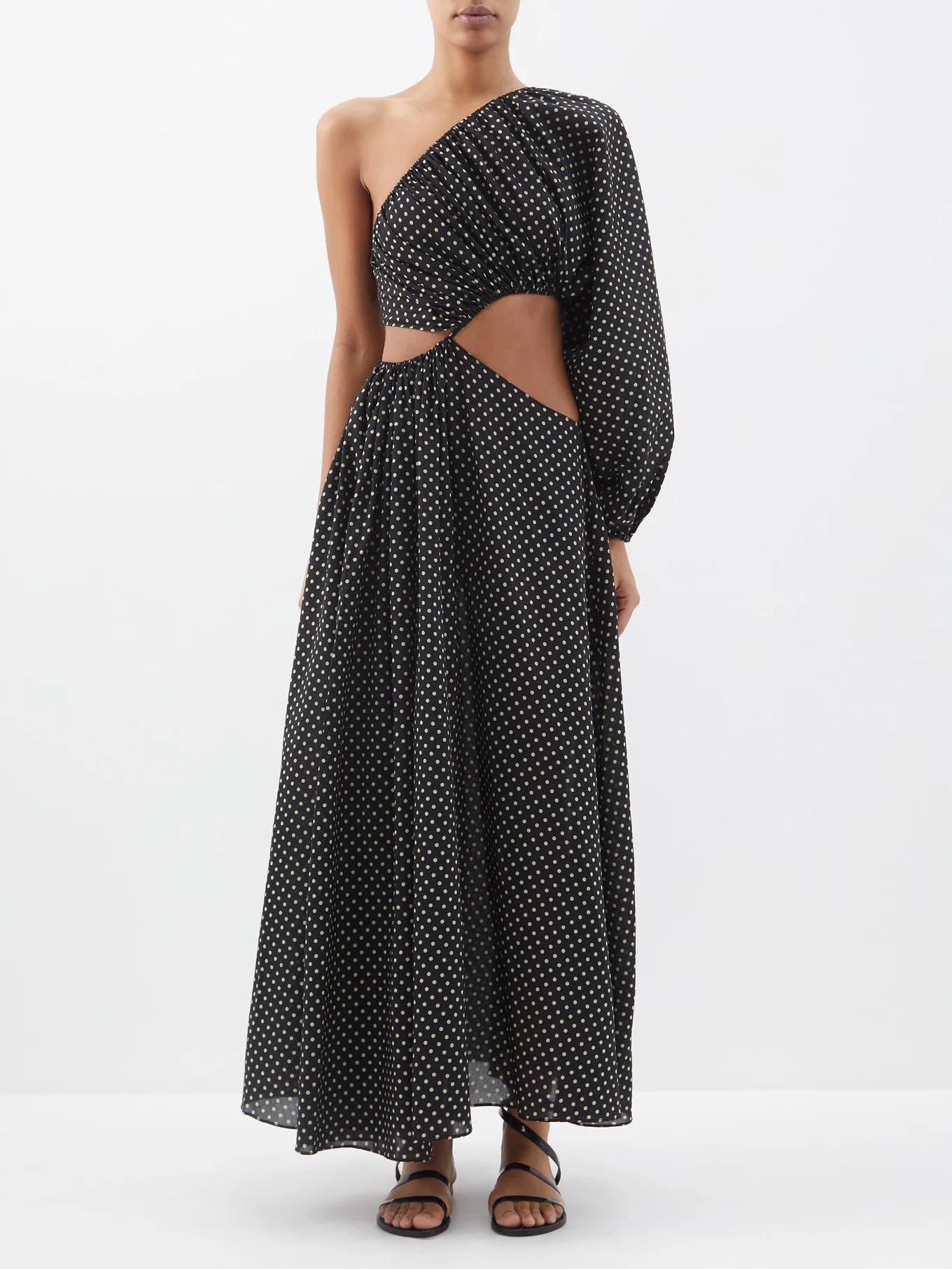 Spot-print cutout-waist cotton-blend dress | Matches (UK)