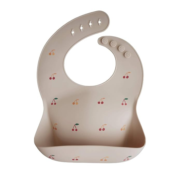 mushie Silicone Baby Bib | Adjustable Fit Waterproof Bibs (Cherries) | Amazon (US)