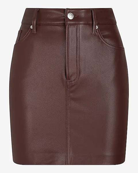 High Waisted Faux Leather Mini Skirt | Express