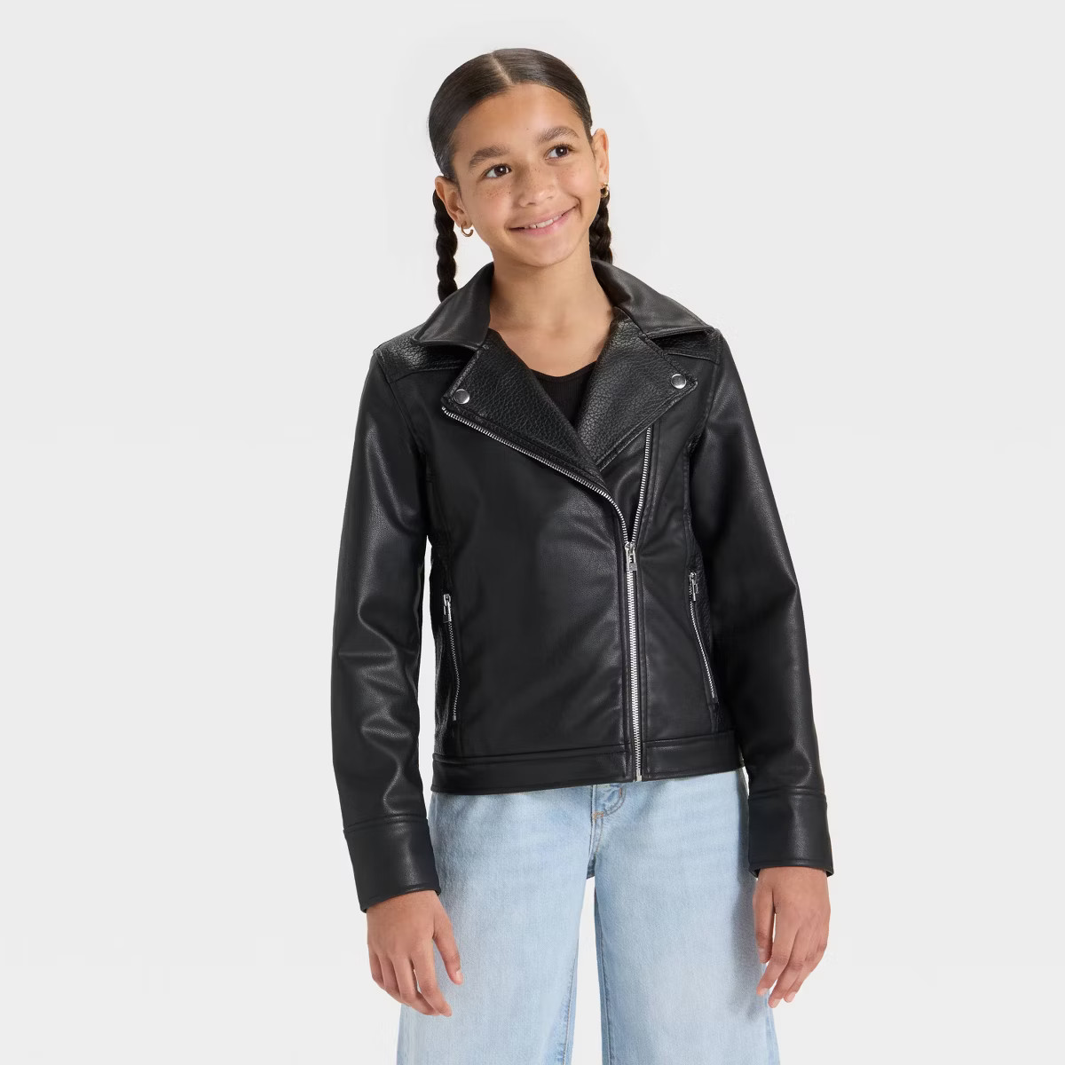 Girls' Faux Leather Moto Jacket - art class™ | Target