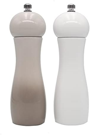 Wood Salt and Pepper Shakers Refillable White and Grey Salt and Pepper Grinder Set with Adjustabl... | Amazon (US)
