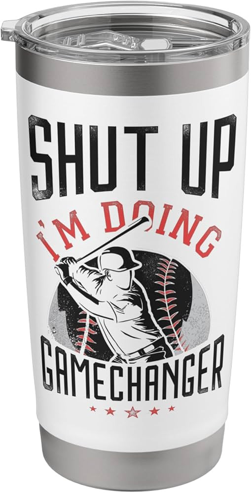 Baseball Fan Vintage Batter Shut Up I'M Doing Gamechanger Stainless Steel Insulated Tumbler | Amazon (US)
