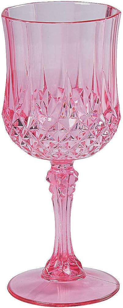 Fun Express Pink Wine Glasses, Set of 12, BPA-Free, 8 oz, 6.75 Inches Tall | Amazon (US)