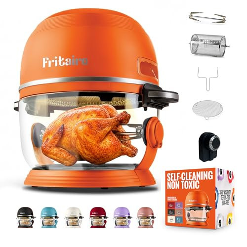 Non Toxic Air Fryer™ - Glass AirFryer 5 Quart w/ 360 Visibility, Self-Cleaning, 400F Vortex Air Fryer for Even Cooking, BPA-Free Teflon Free, 9-in-1 Functions, Rotisserie, Roast, Bake, Orange | Amazon (US)