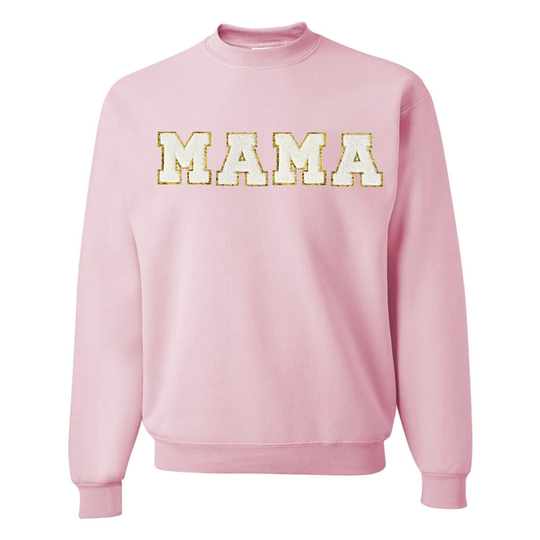 Mama/Mom Letter Patch Crewneck Sweatshirt | United Monograms