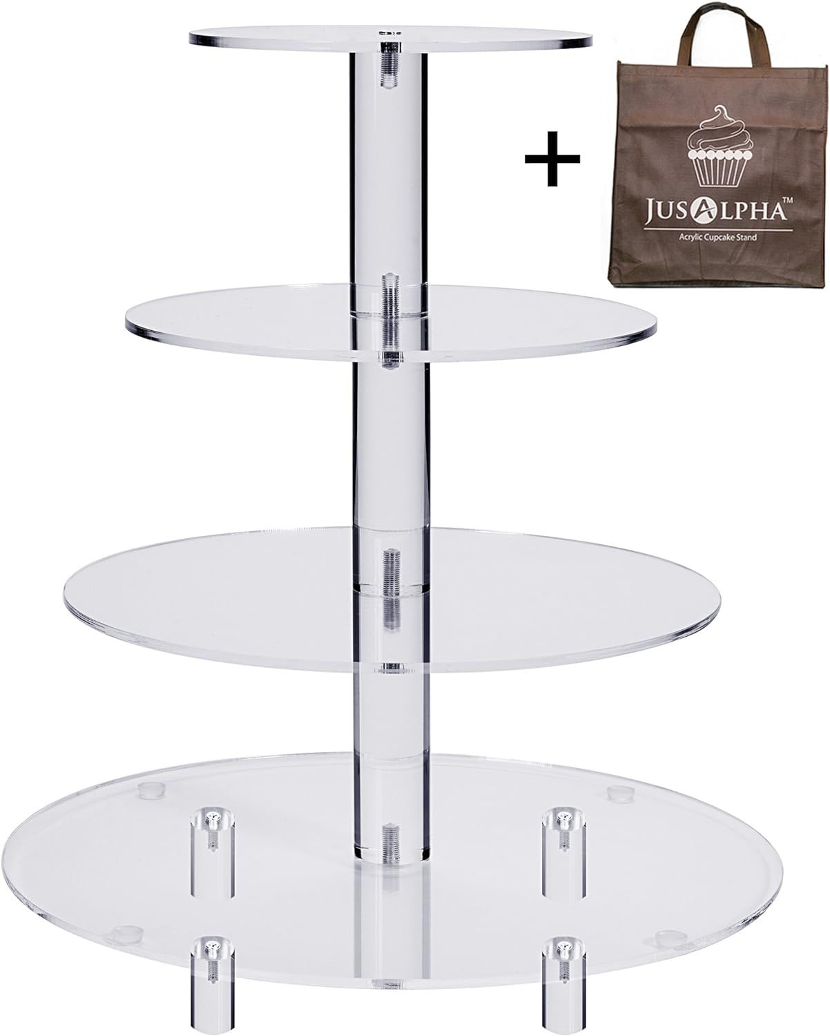 Jusalpha® Large 4 Tier Acrylic Glass Round Cake Stand-cupcake Stand- Dessert Stand-Tea Party Ser... | Amazon (US)
