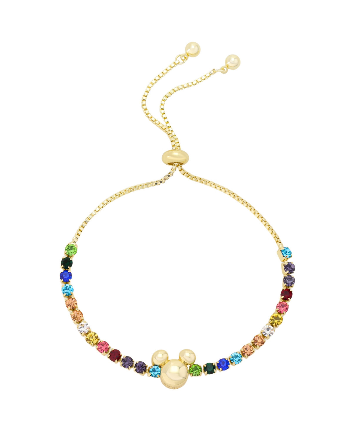 Disney Mickey Mouse Multi Color Crystal Bolo Bracelet - Gold | Macy's