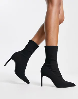 Bershka stiletto heel sock boots in black | ASOS (Global)