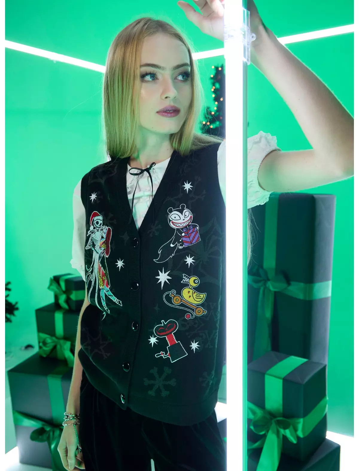 Her Universe The Nightmare Before Christmas Holiday Girls Sweater Vest | Hot Topic | Hot Topic