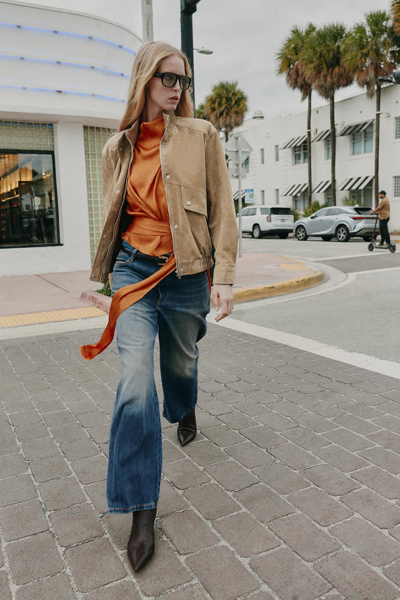 100% SUEDE LEATHER HIGH COLLAR JACKET | Zara US