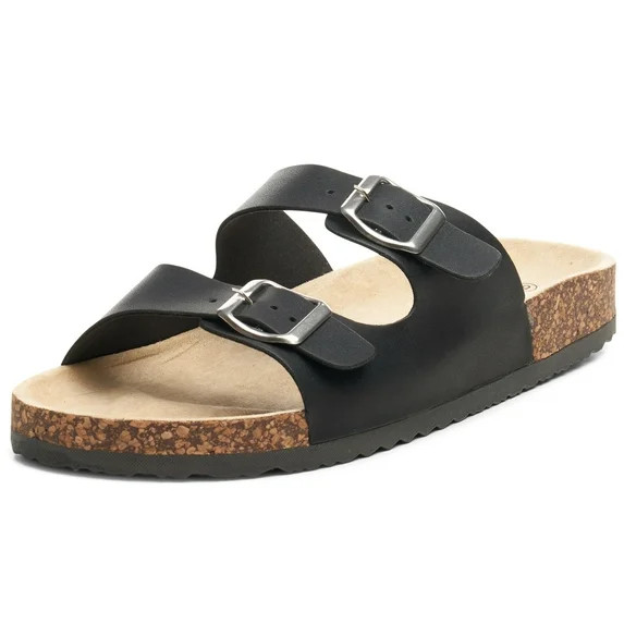 Alpine Swiss Mens Double Strap Slide Sandals with EVA Sole - Flat Casual Comfort Shoes, Black | Walmart (US)