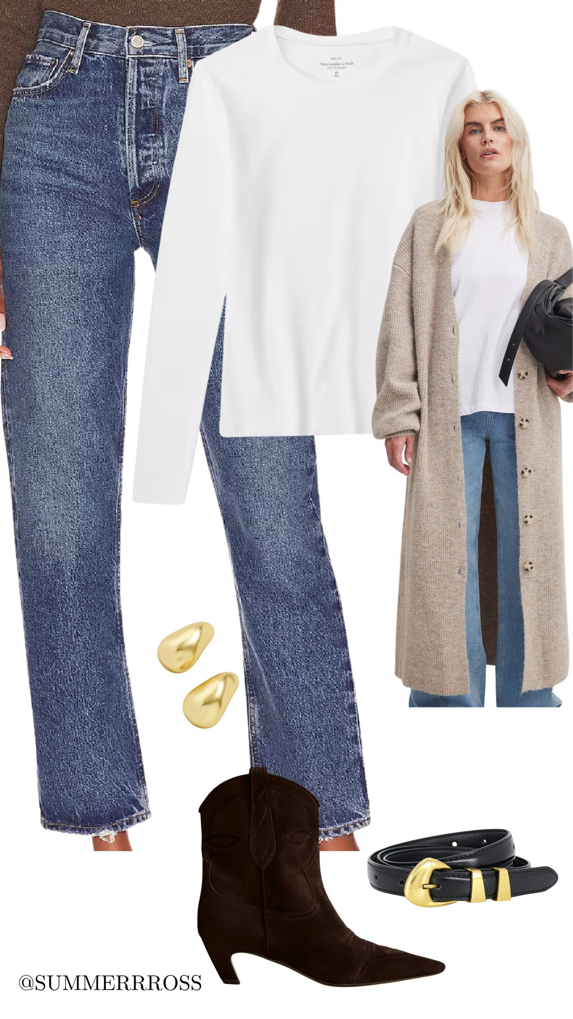 Easy Fall/Winter outfit inspo with a basic white tee — these Straud boots are a dream ✨