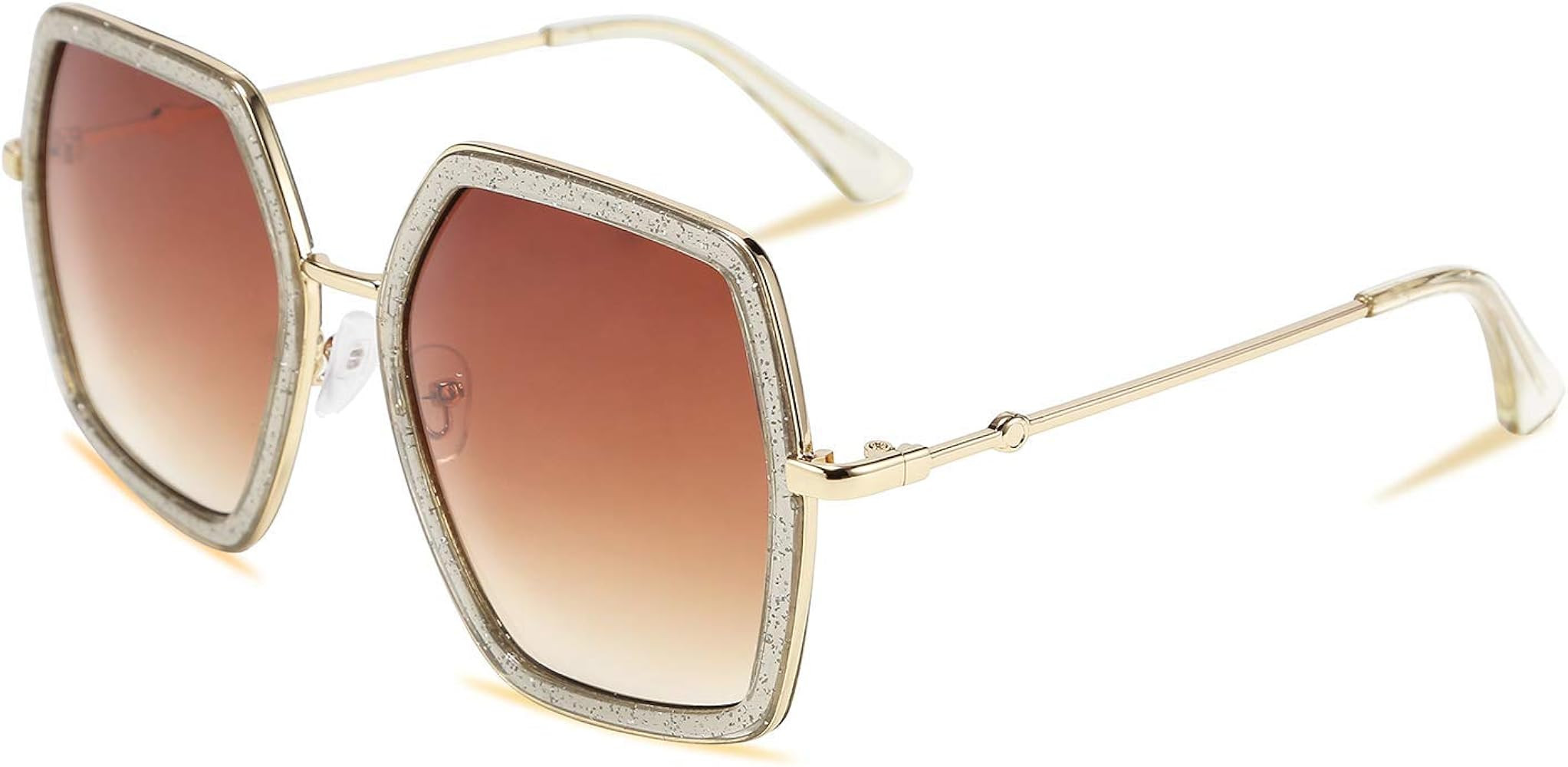 Women Large Hexagon Inspired Sunglasses Fashion Irregular Design Style Geometric B2503 | Amazon (US)