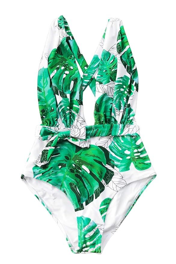 CUPSHE Women's Stripe Halter One-Piece Swimsuit Keeping You Accompained Swimwear | Amazon (US)