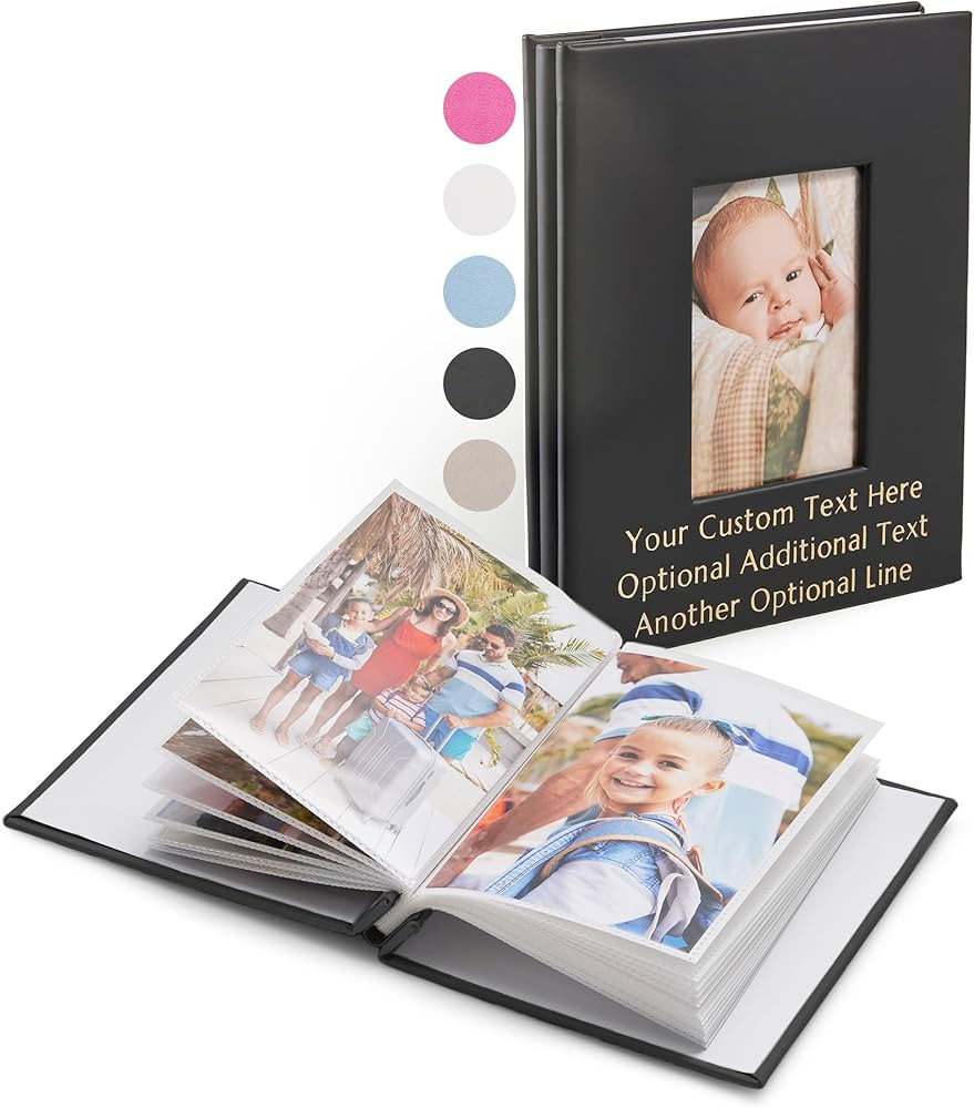 PROMOT Personalized 4x6 Photo Album - Holds 40 Photos - Stylish Black Hardcover Design with Easy ... | Amazon (US)