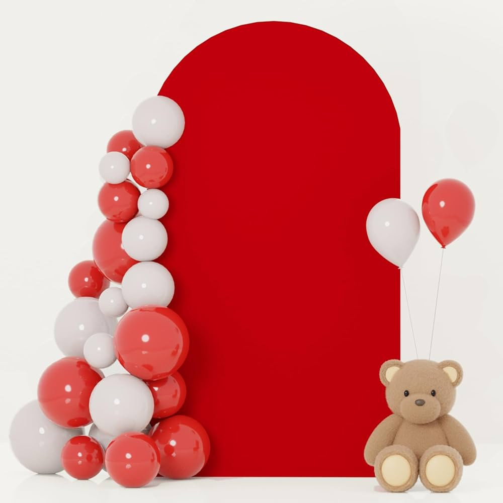 Red Arch Cover Spandex Circle Arched Cover 7.2FT for Round Top Arch Covers Backdrop Fabric for Ev... | Amazon (US)