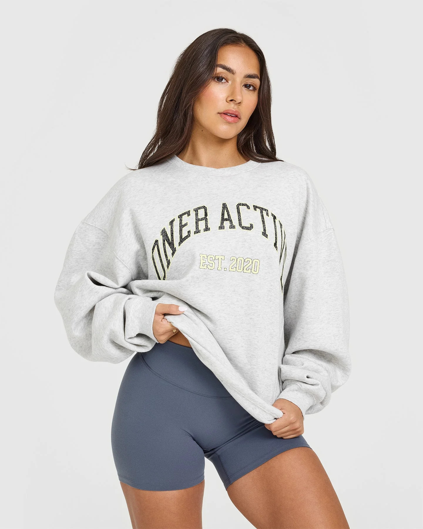 Foundations Oversized Sweatshirt With Large Printed Graphic | Light Grey Marl | Oner Active (UK / US)