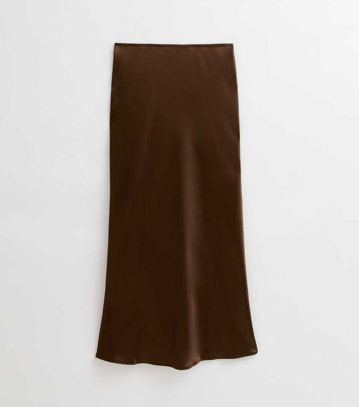 Dark Brown Satin Bias Cut Midi Skirt | New Look | New Look (UK)