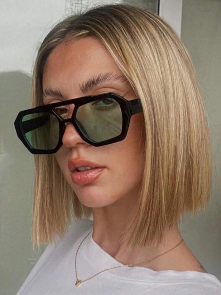 New Style Fashion Square Retro Ocean Lens Stylish Glasses For Women, Suitable For Daily Wear 1pc ... | SHEIN