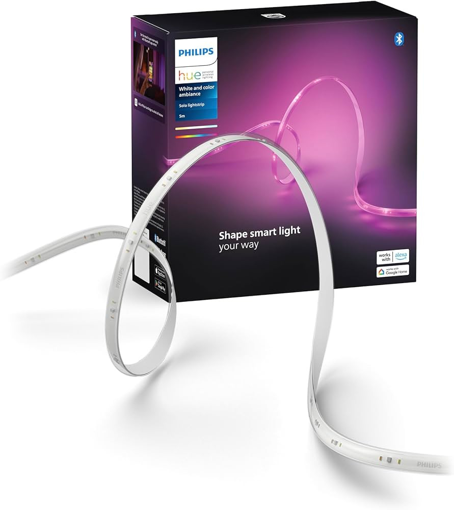 Philips Hue Indoor 5m Smart LED Solo Lightstrip Basis-Set, 1er-Pack, Steuerung mit der Hue App, F... | Amazon (DE)