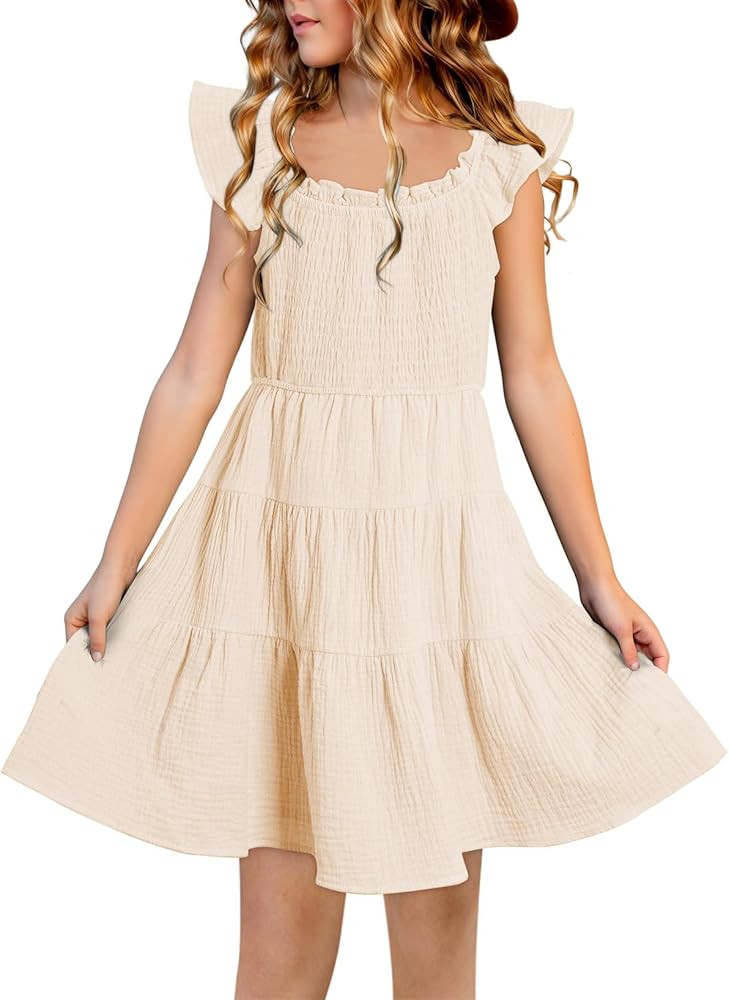 blibean Girls 2024 Tween Summer Cotton Sundress Size 6-15 Years Old | Amazon (US)
