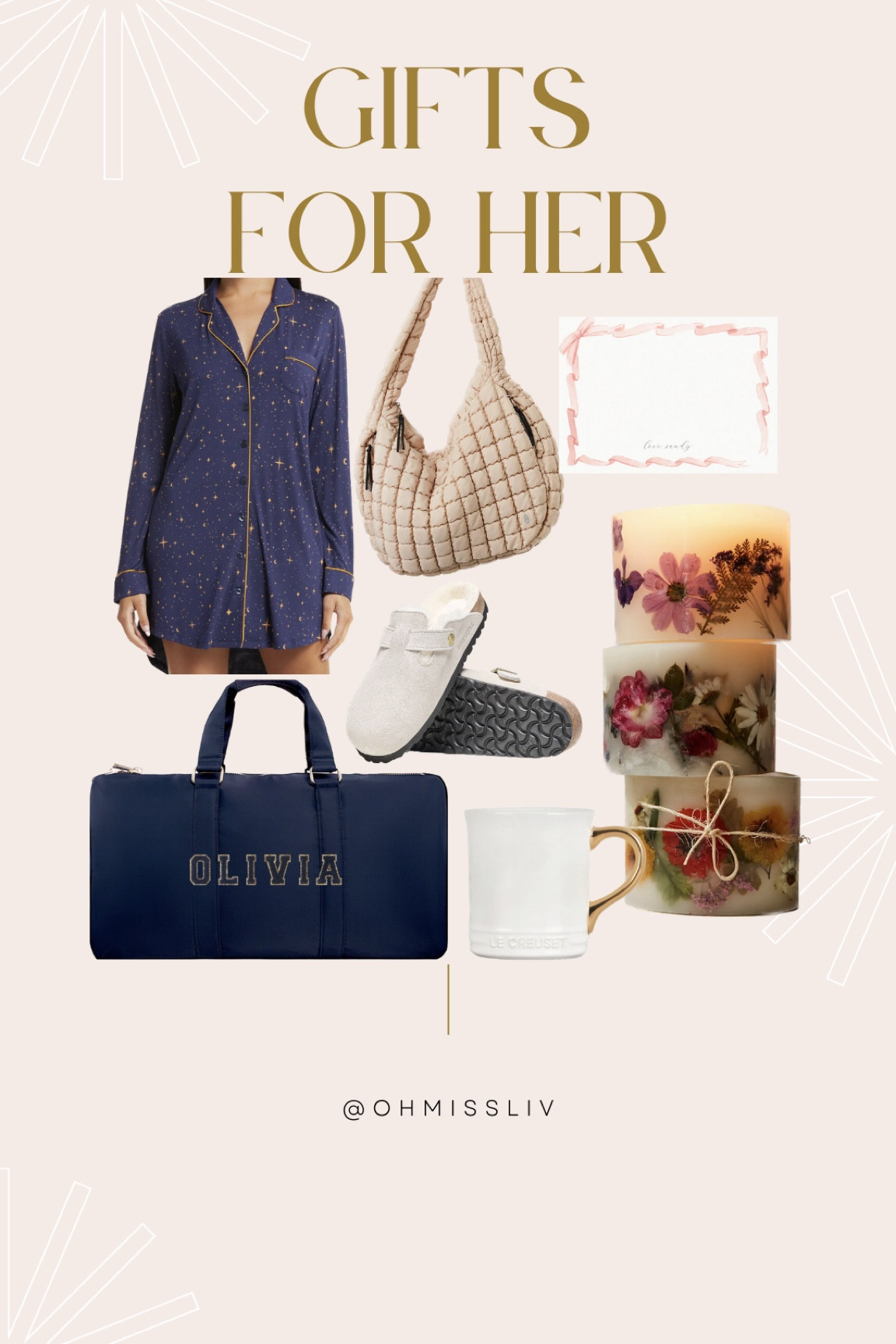 Gifts for Her Gift Ideas for Women Gift Guide Inspiration for Mom, Sisters, SIL, MIL, Aunts, Grandma, Granddaughters & more!

Nordstrom Moonlight PJs FP Free People Quilted Carryall Tote Papier Custom Stationary Rosy Rings Candles Birkenstock Shearling Clogs Stoney Clover Lane Duffle SCL Patches Customized Etsy Stationary Personalized Gift Ideas Gift Guides

#LTKHoliday #LTKGiftGuide #LTKCyberWeek