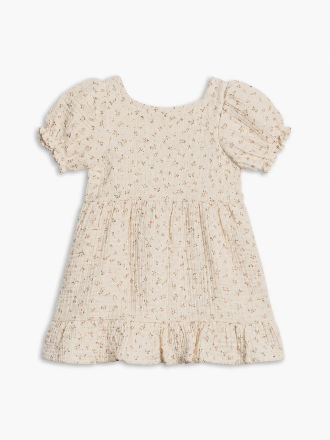 Celine Muslin Square Neck Dress - Camellia Floral / Shell + Fern | Colored Organics