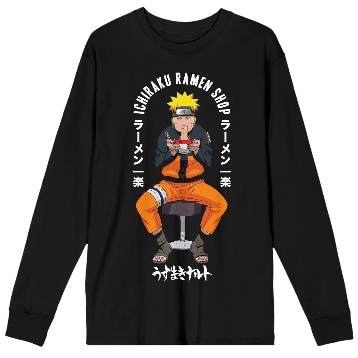 Naruto Classic with Ichiraku Ramen Men's Black Crew Neck Long Sleeve Tee | Target
