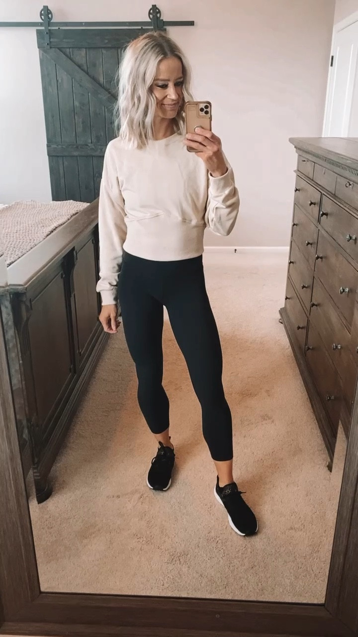 Great flattering sweatshirt from Amazon. This neutral color goes great with so many things. Love it with black and it’s super cute with a pop of color. The sleeves are nice and long and it’s a great weight. Love the ribbed v on the waist adding a slimming effect. 
I’m 5’5 and this is a S. 

#LTKunder50 #LTKstyletip #LTKFind