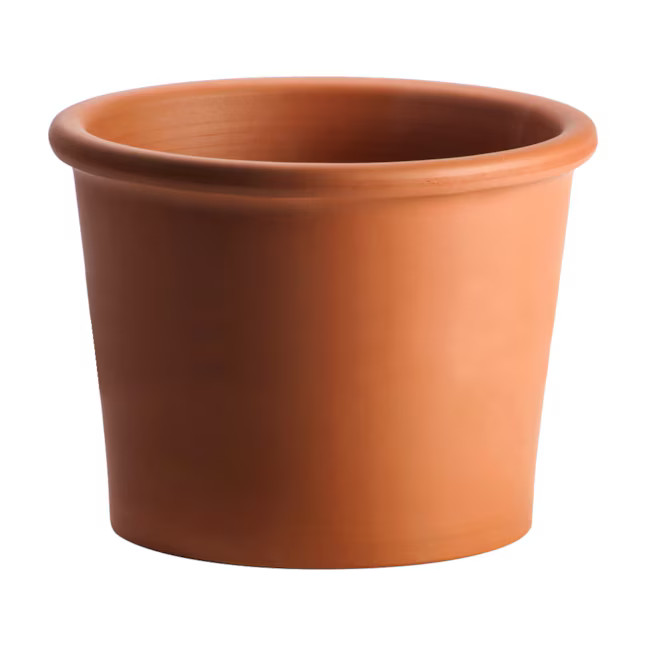 Round 4.3-in W x 3-in H Orange Clay Traditional Indoor/Outdoor Planter | Lowe's