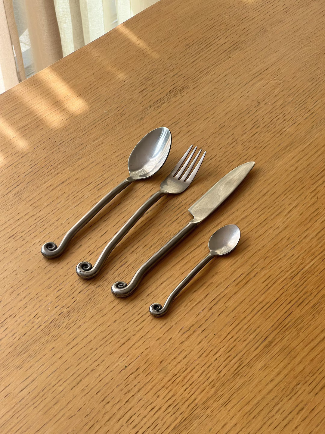 Vintage spiral steel cutlery set, aesthetic swirl cutlery, 18/10 flatware set, midcentury moderni... | Etsy (US)
