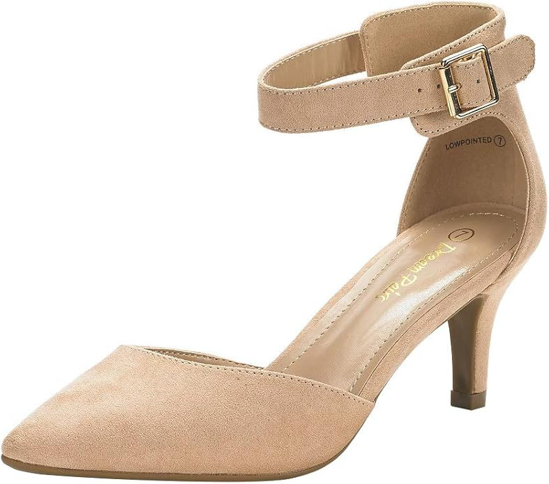 DREAM PAIRS Women's Lowpointed Low Heel Dress Pump Shoes | Amazon (US)