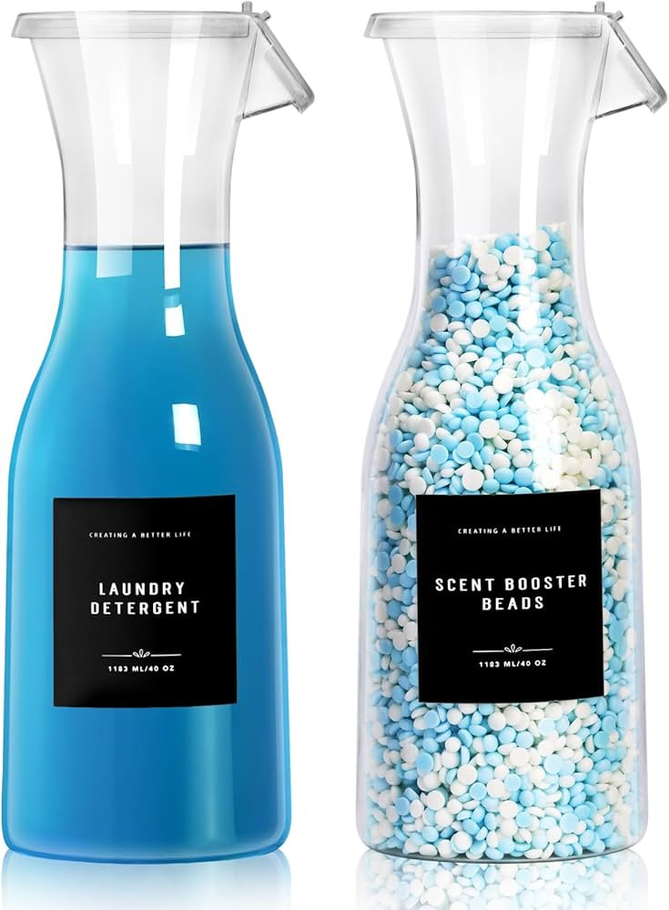 GIXSEGIE Laundry Detergent Dispenser Bottle 40oz with Waterproof Label for Laundry Detergent Soap... | Amazon (US)