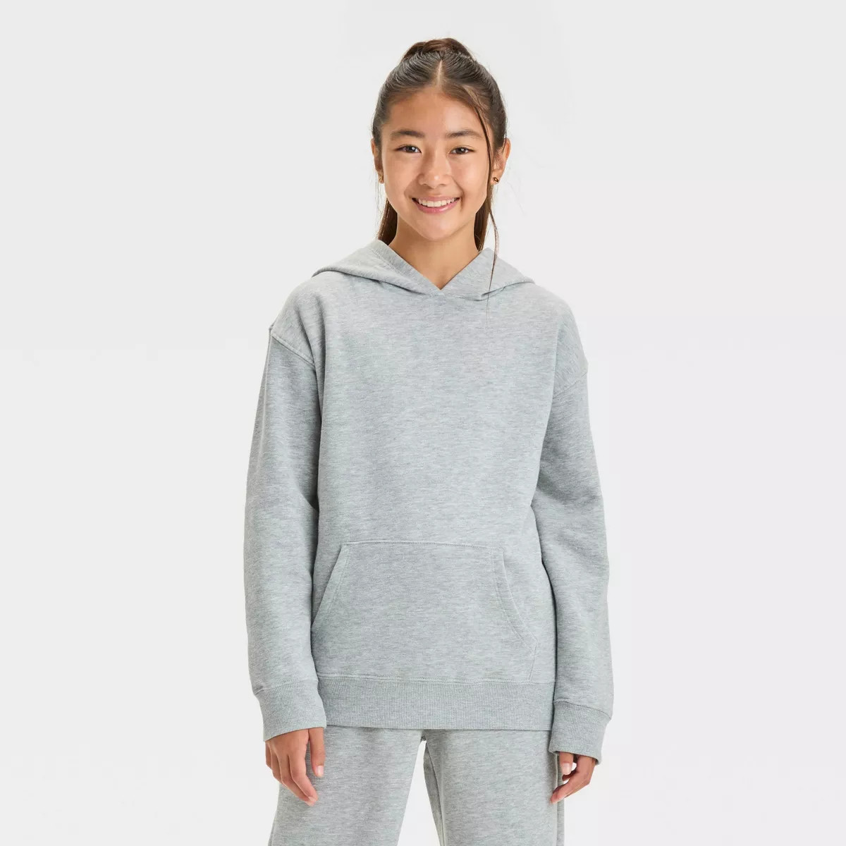 Girls' Pullover Fleece Hoodie - art class™ Gray | Target