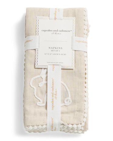 18x18 4pk Crochet Scribble Bunnies Napkin Set | TJ Maxx