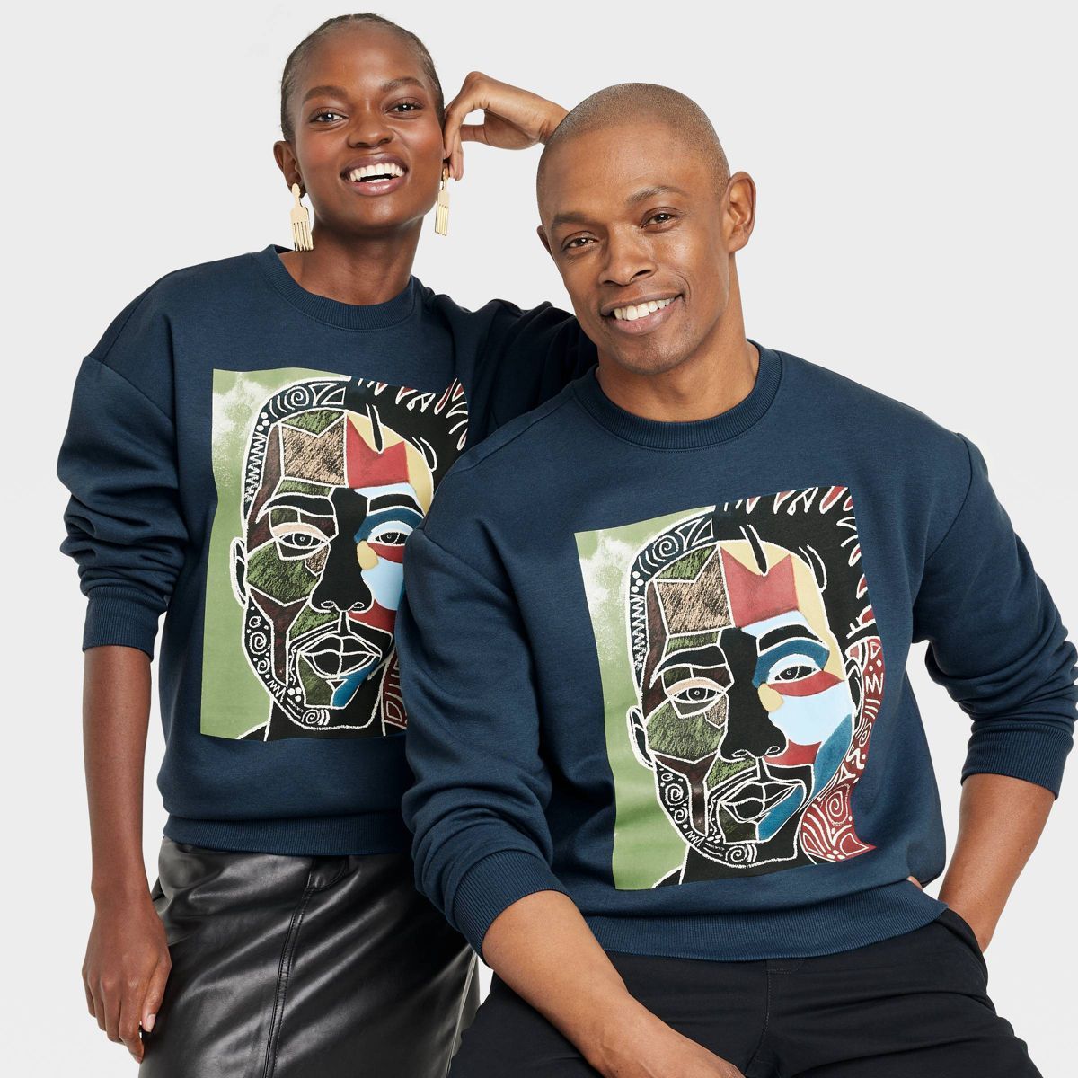 Black History Month Adult Face Sweatshirt - Blue | Target