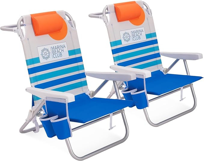 Sturdy & Lightweight Backpack Beach Chair – AI Designed & Crafted/Bundle of 2 Units (Sunset) | Amazon (US)